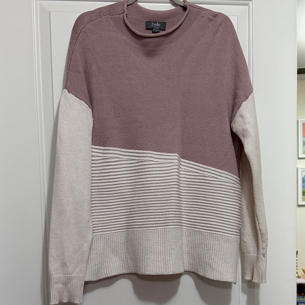 Bobeau women’s  Sweater - Mauve and Cream